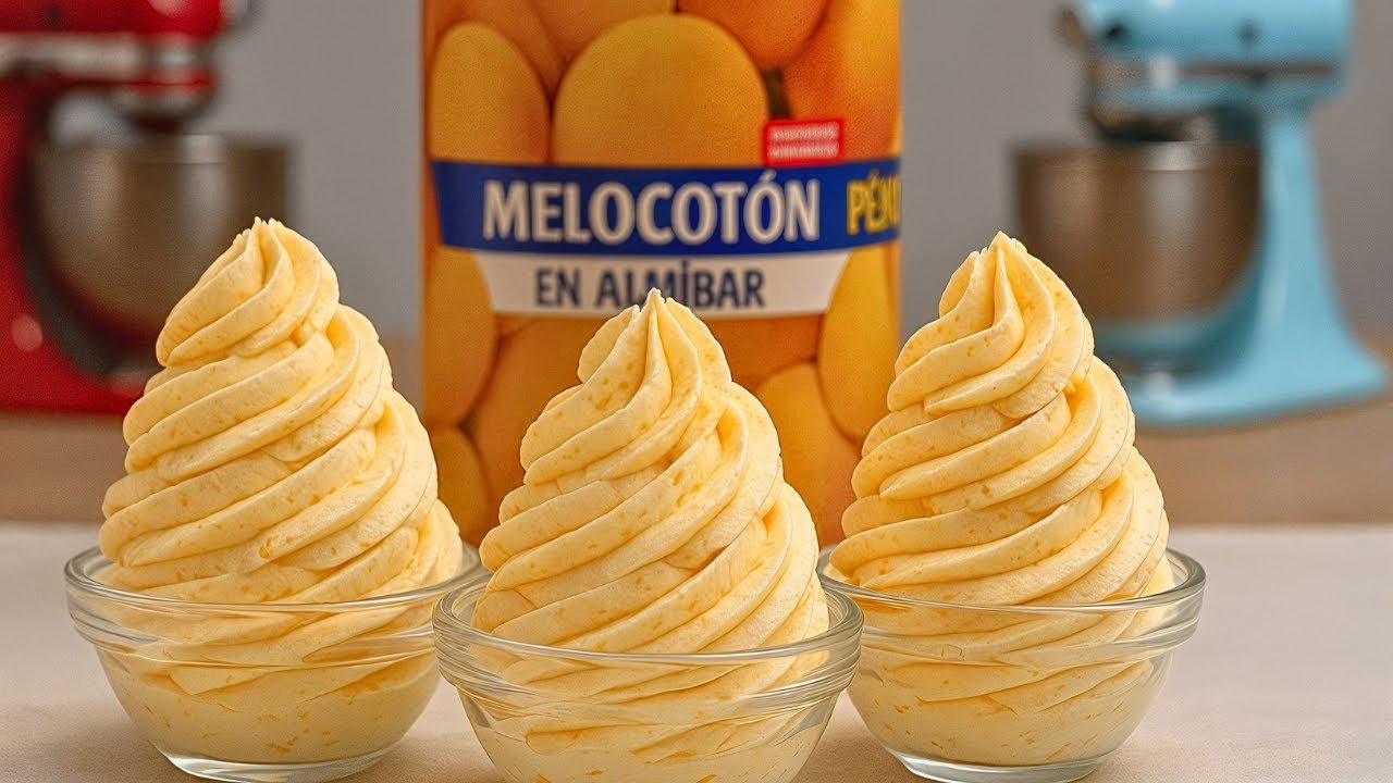 Receta de Crema de melocotón y almendras.
