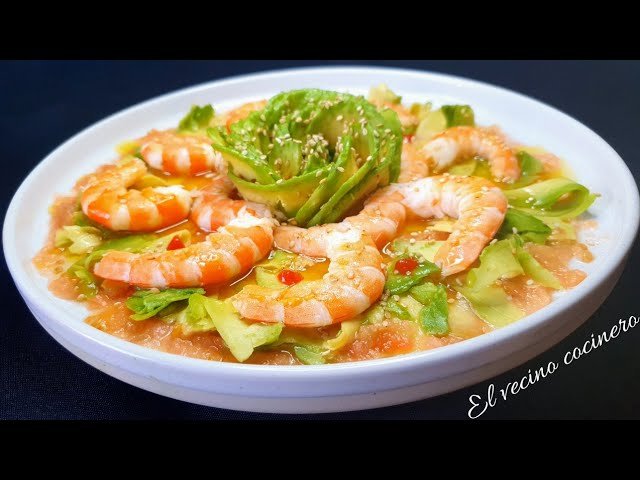 Receta de Ensalada de aguacate y gambas