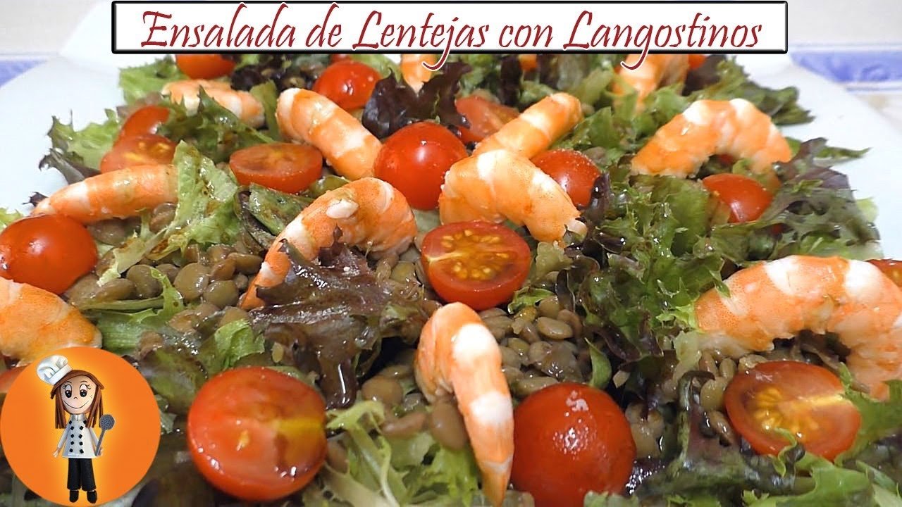 Receta de Ensalada de lentejas con langostinos