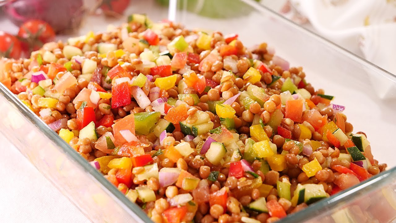 Receta de Ensalada de lentejas con pimientos