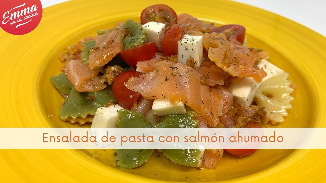 Receta de Ensalada de pasta con salmón ahumado y atún