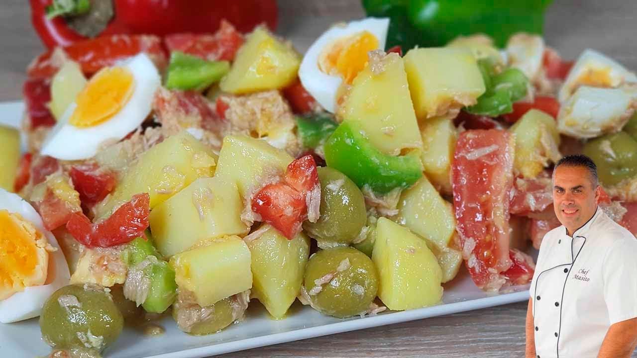 Receta de Ensalada de patatas y pimientos asados
