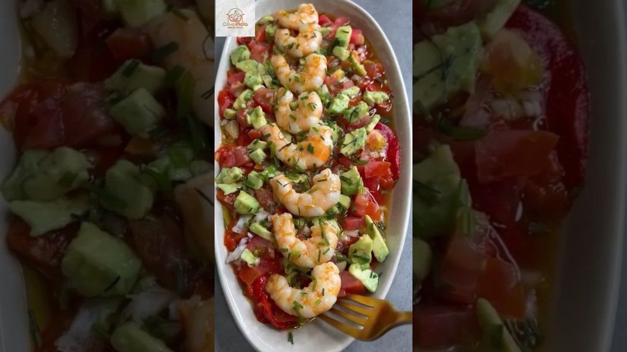 Receta de Ensalada de verduras con langostinos