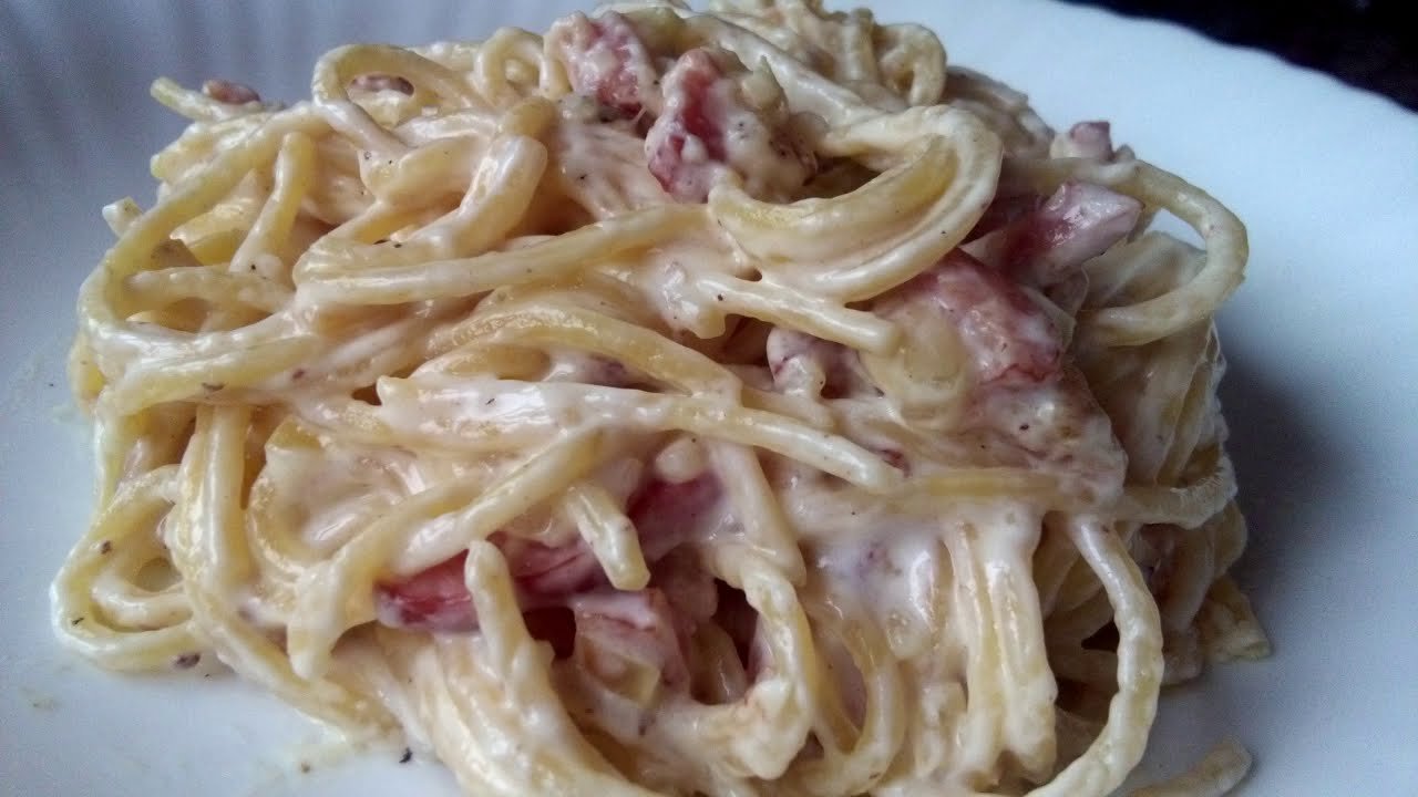 Receta de Espaguetis con bacon y queso