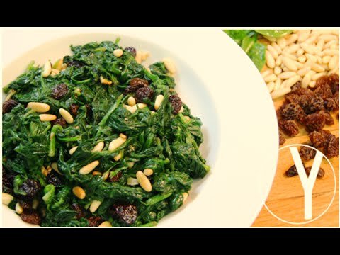 Receta de Espinacas a la catalana