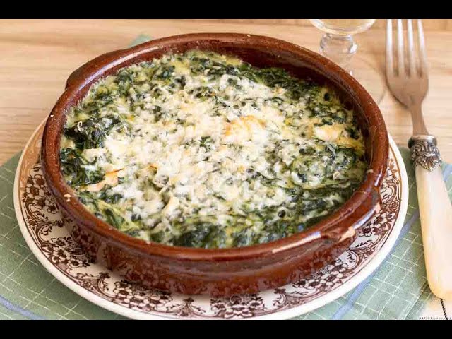Receta de Espinacas a la crema con gambas