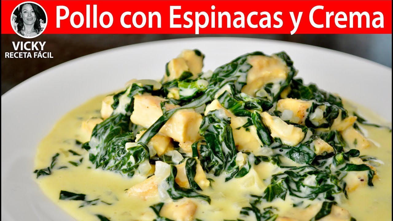 Receta de Espinacas a la crema con pollo