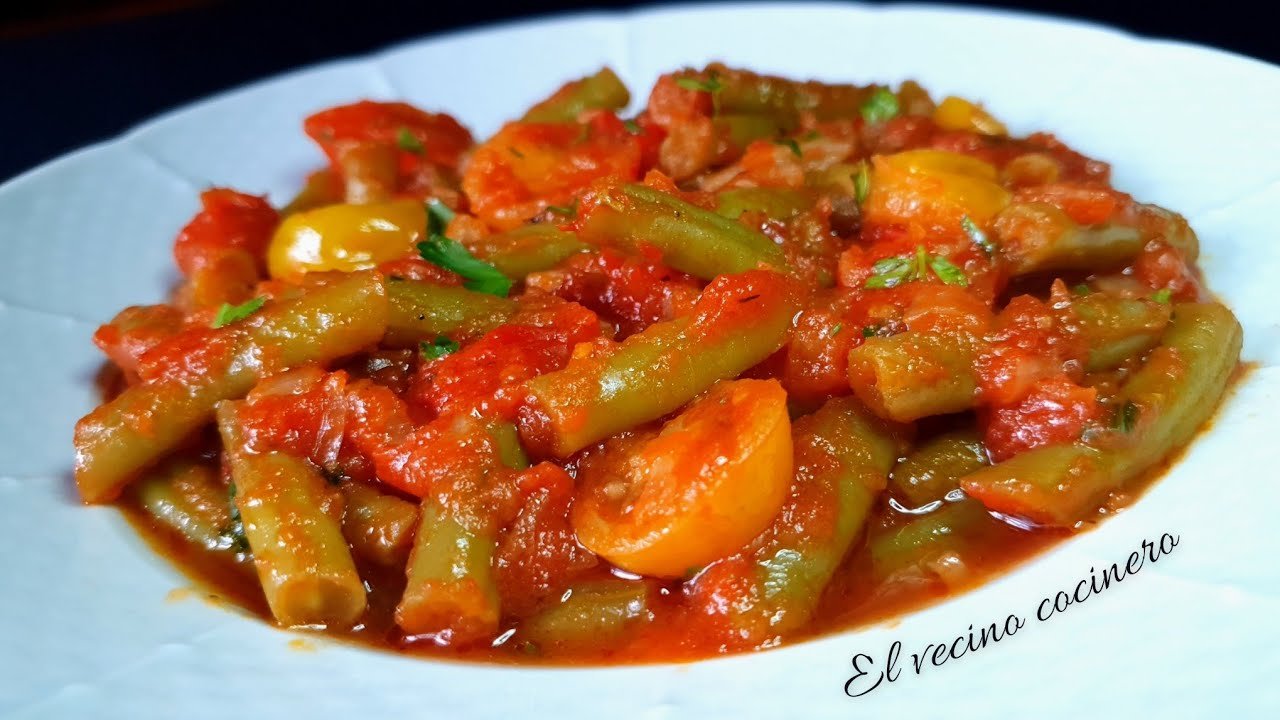 Receta de Estofado de judías con tomate y cebolla