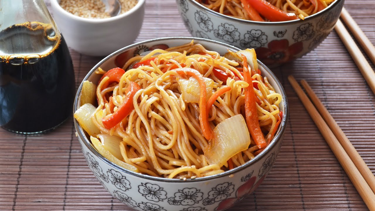 Receta de Fideos chinos con verduras y soja