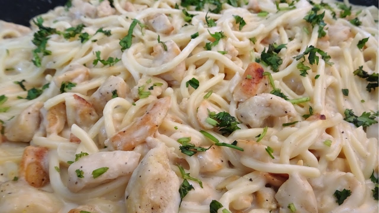 Receta de Fusilli con pollo a la crema