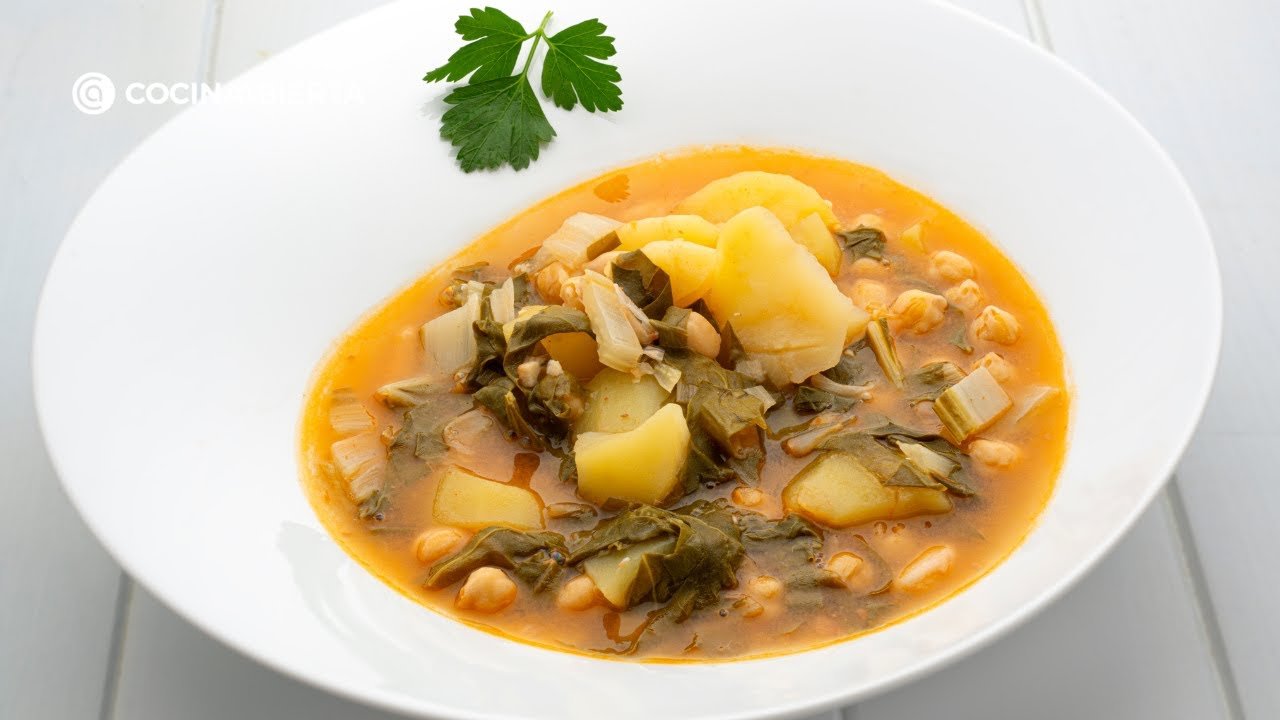 Receta de Garbanzos con judías y acelgas