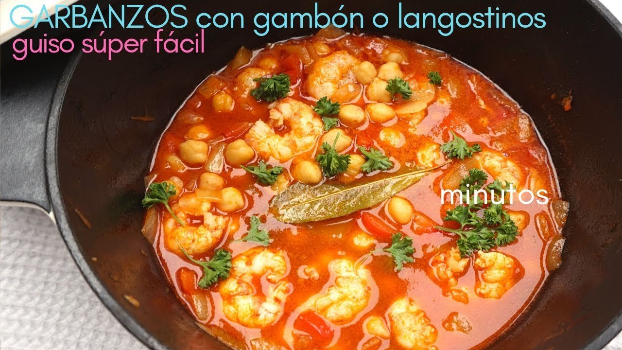 Receta de Garbanzos con langostinos de la abuela