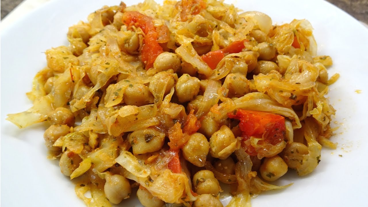 Receta de Garbanzos con repollo