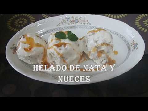 Receta de Helado de nata casero con nueces