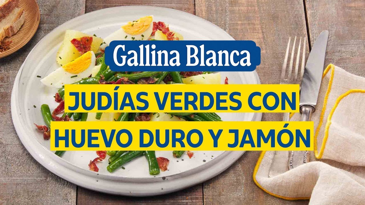 Receta de Judías verdes con jamón y huevo cocido