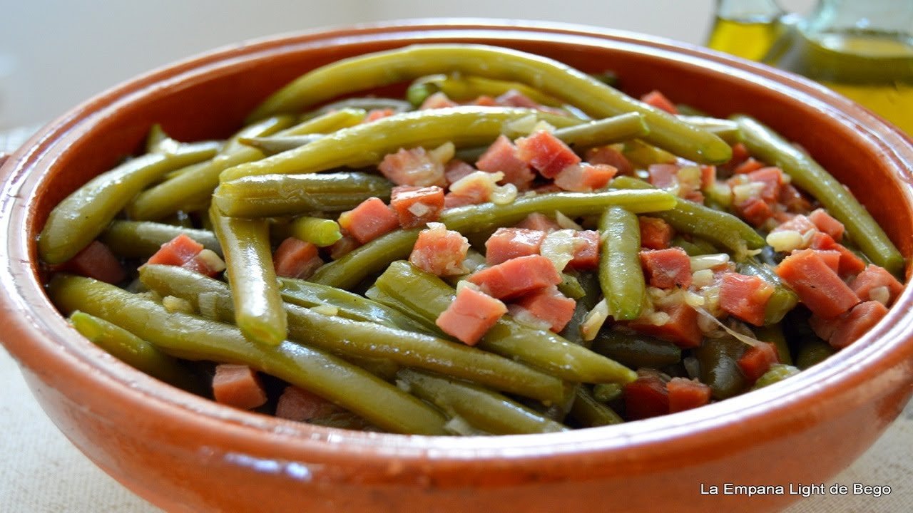Receta de Judías verdes salteadas con jamón y ajo