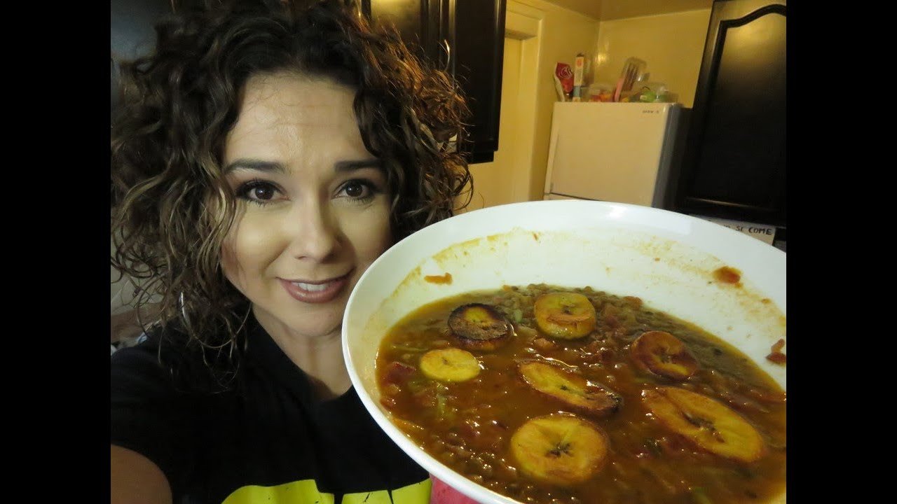 Receta de LENTEJAS CON TOCINO Y PLATANO MACHO