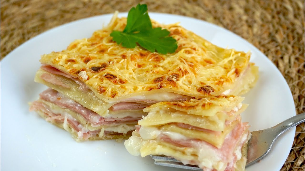 Receta de Lasaña de jamón y queso