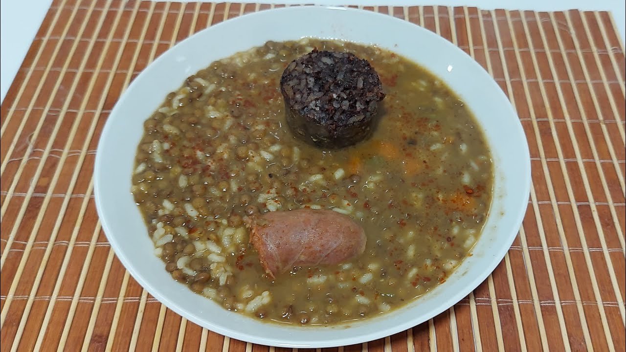 Receta de Lentejas con arroz chorizo y morcilla