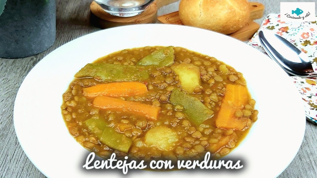 Receta de Lentejas con judías verdes y jamón