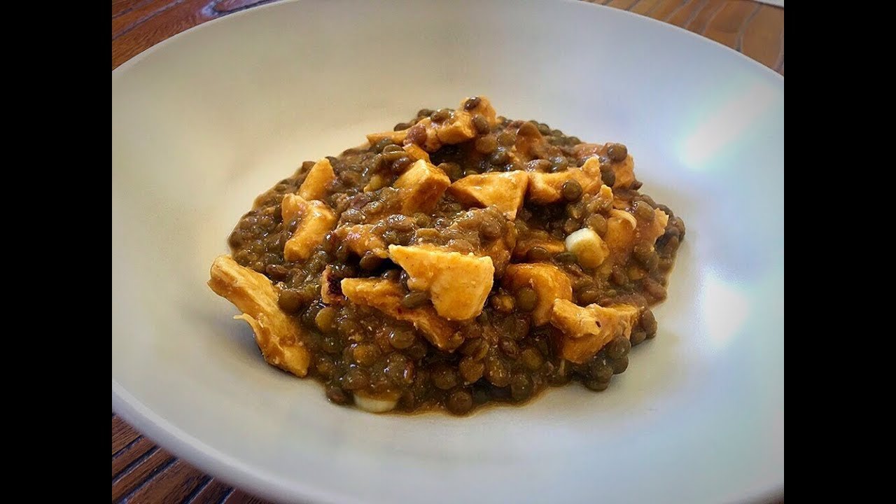 Receta de Lentejas con pollo al curry