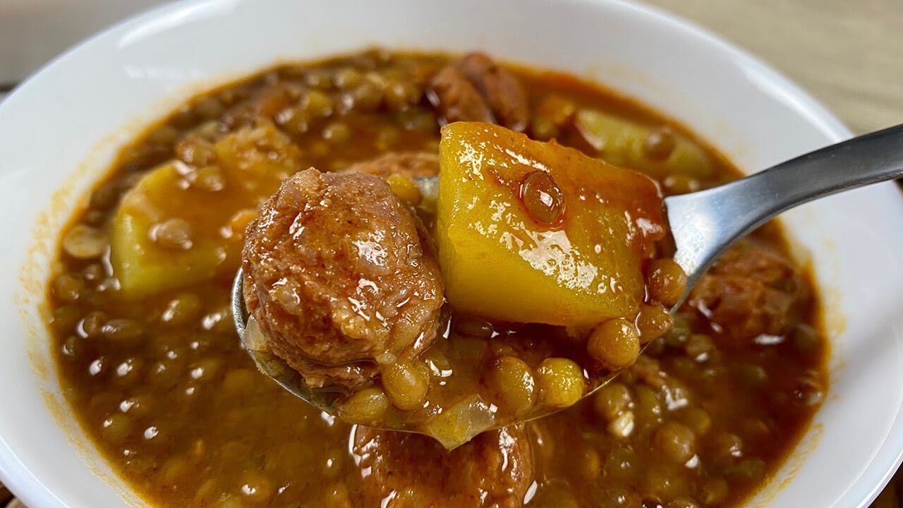 Receta de Lentejas con tocino y patatas