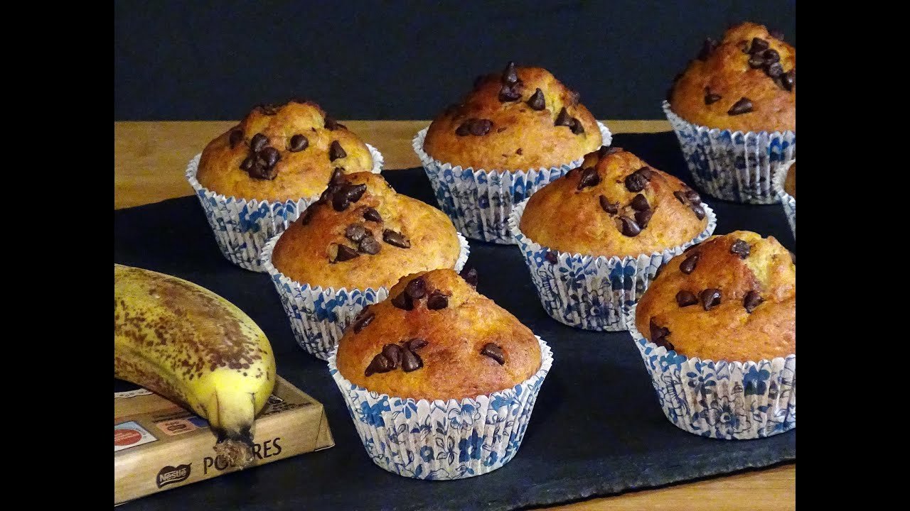 Receta de Muffins de plátano y chocolate