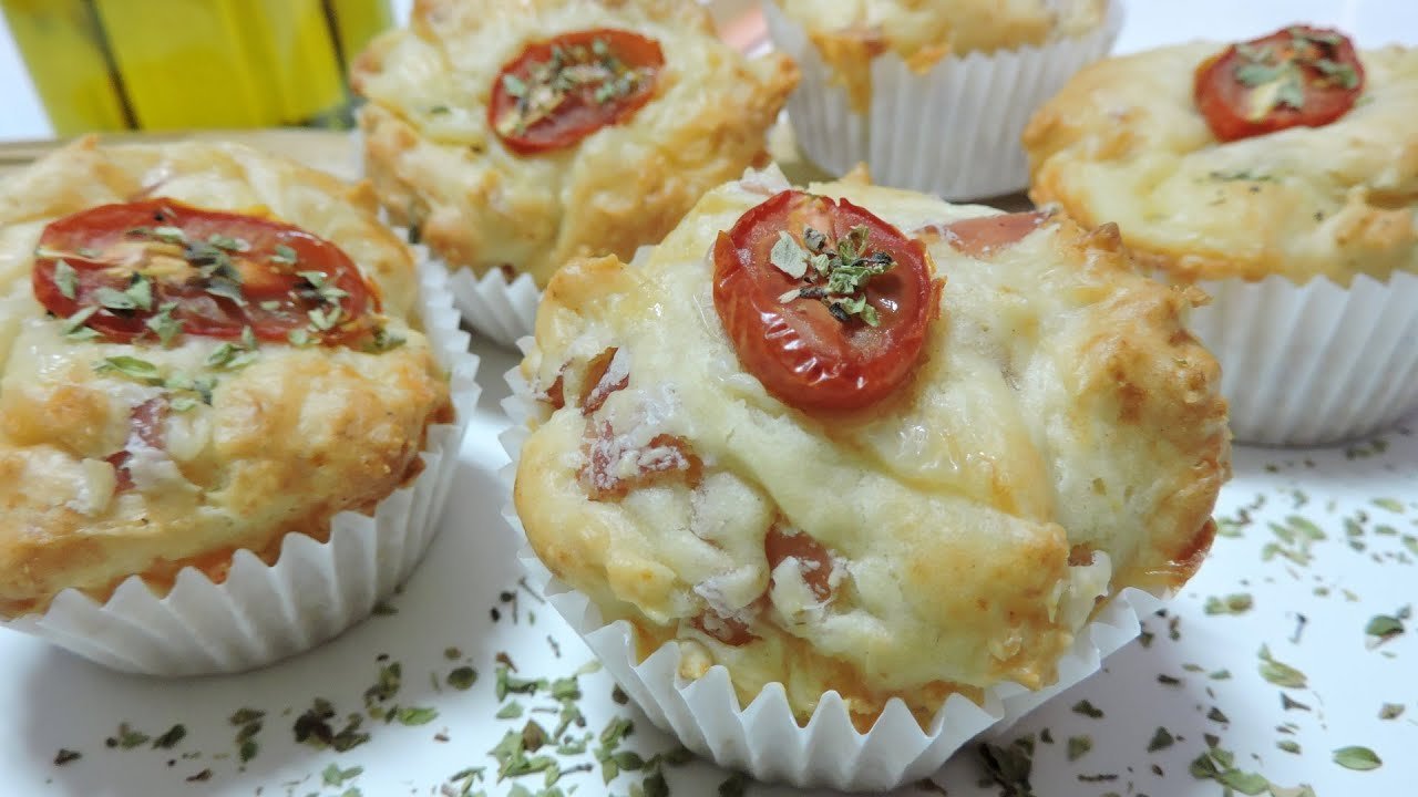 Receta de Muffins salados de jamón y queso