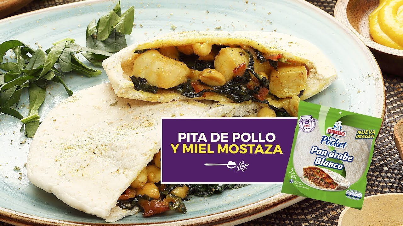 Receta de Pan de pita con pollo y mostaza