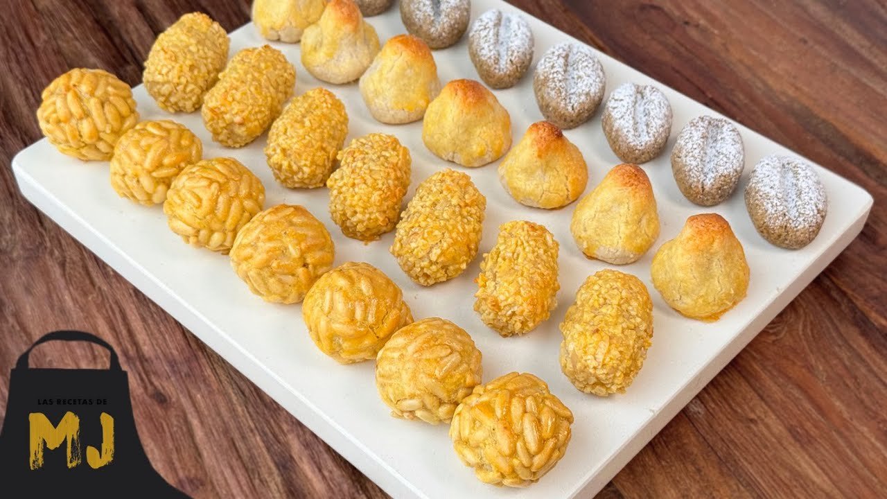 Receta de Panellets variados de patata- ¡De piñones almendras chocolate coco y fresa!