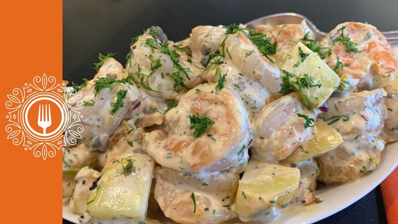 Receta de Papas y Camarones en ensalada