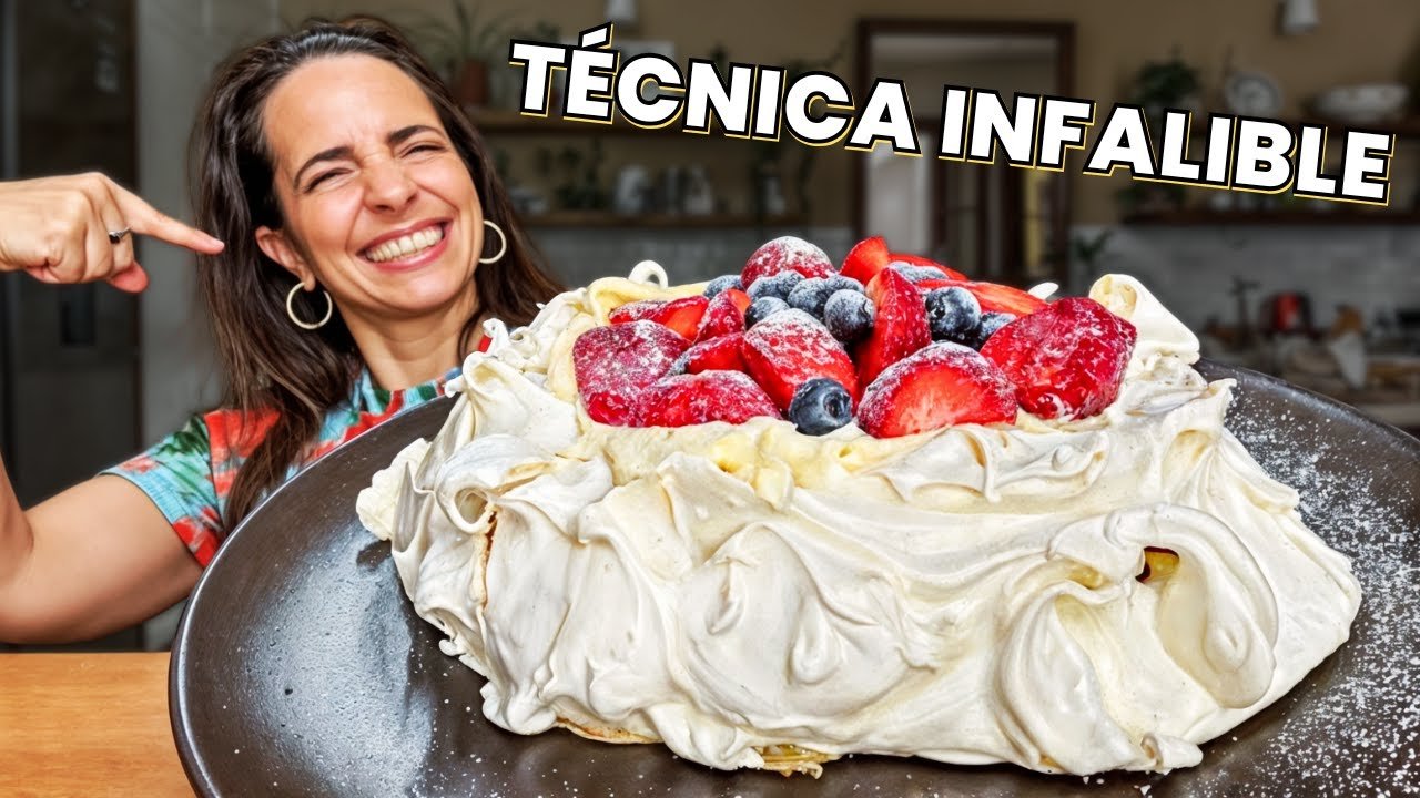Receta de Pavlova con frutas.
