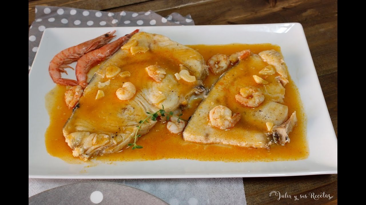 Receta de Pez espada en salsa de gambas