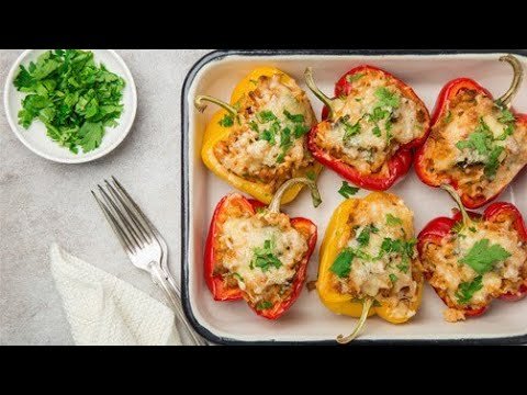 Receta de Pimientos rellenos de pollo sin horno