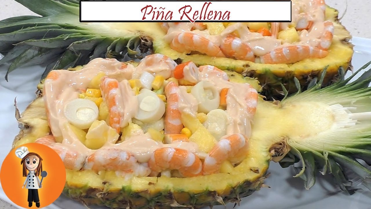 Receta de Piña rellena de langostinos