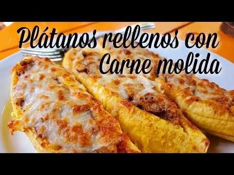 Receta de Plátano maduro relleno de carne molida y queso
