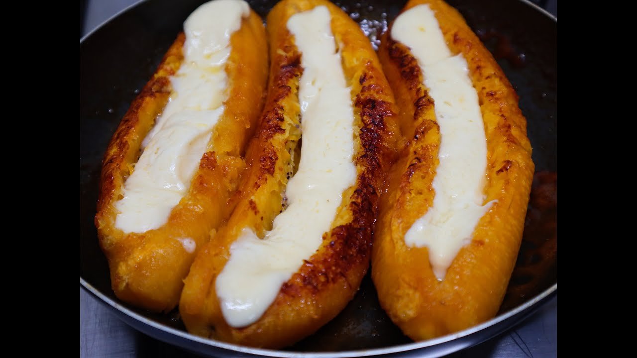 Receta de Plátanos maduros con queso en sartén