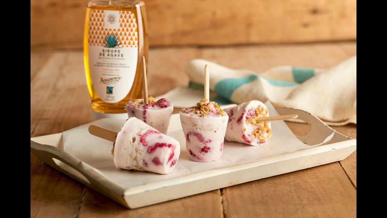 Receta de Polos de yogur y frambuesas