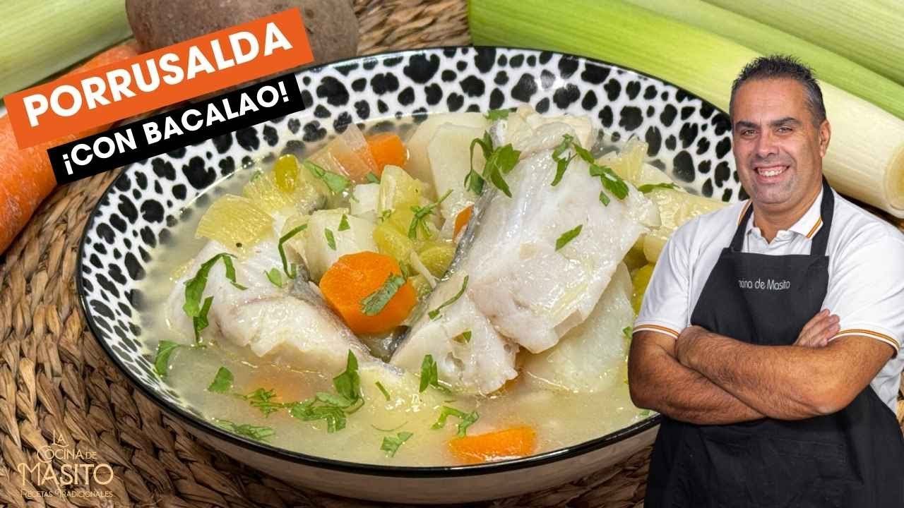 Receta de Porrusalda de bacalao