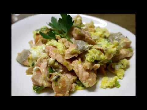 Receta de Revuelto de ajetes y salmón ahumado