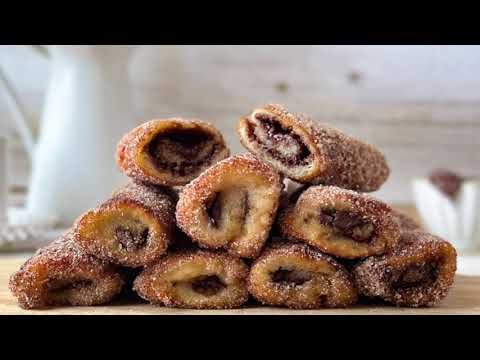 Receta de Rollitos de pan de molde rellenos de chocolate
