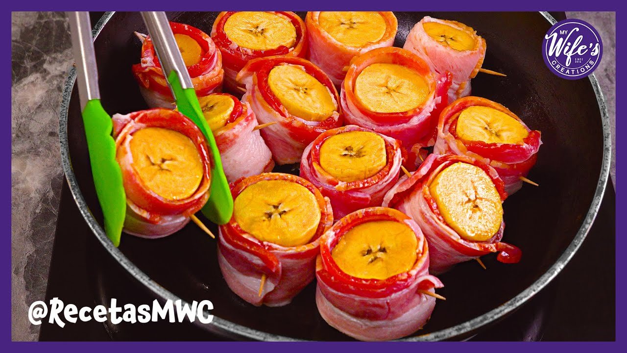 Receta de Rollitos de plátano maduro con tocineta