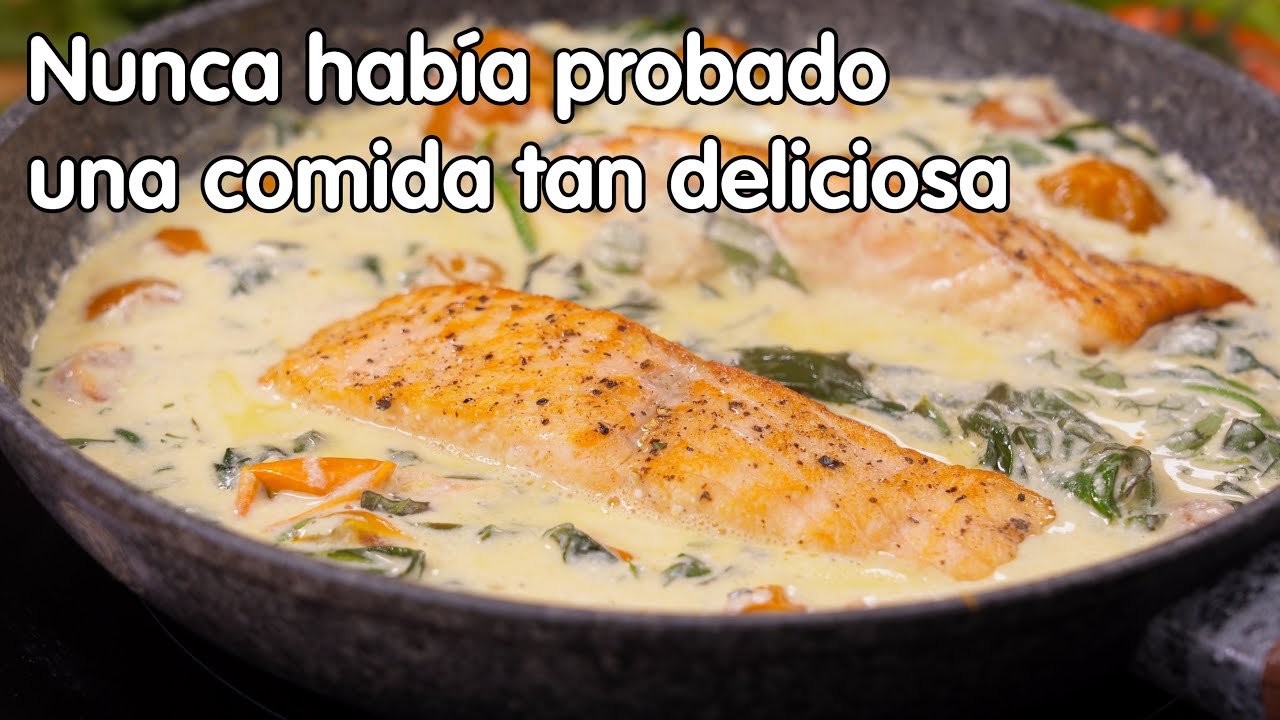 Receta de Salmón con crema de champiñones
