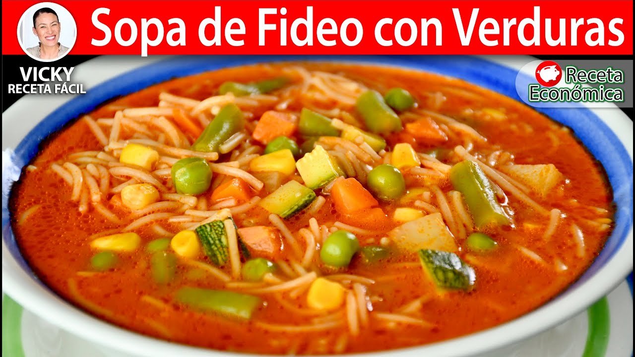 Receta de Sopa de fideos con verduras