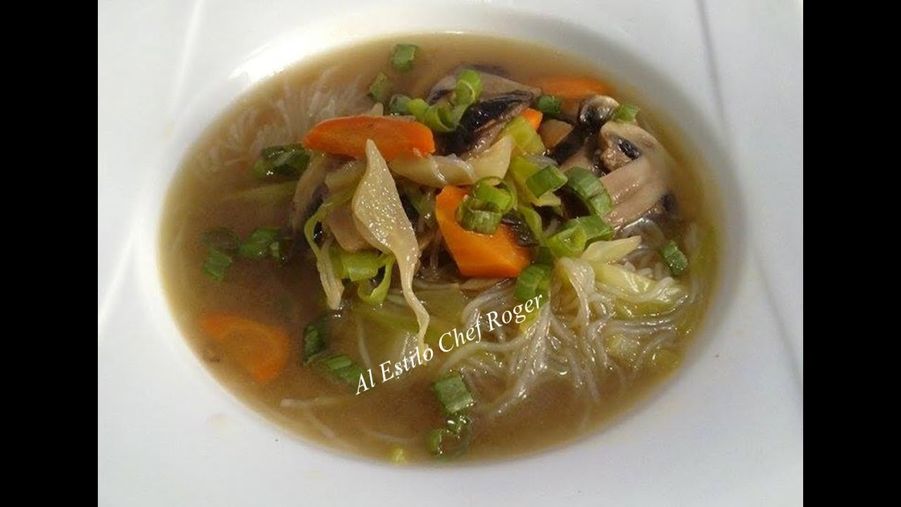 Receta de Sopa de fideos de arroz con verdura