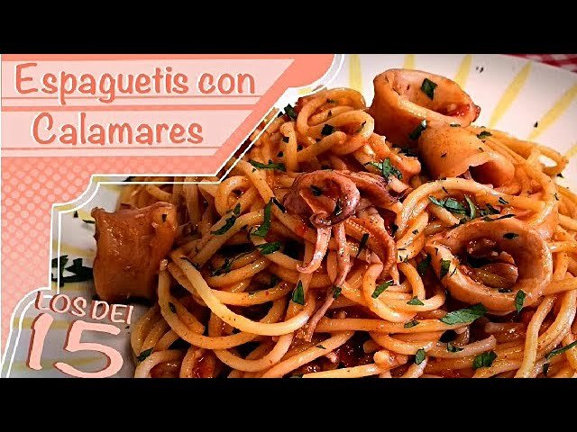 Receta de Tallarines con calamares y camarones