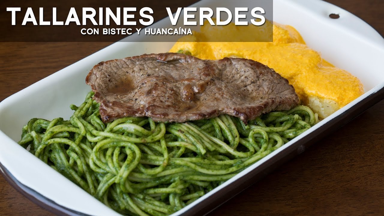 Receta de Tallarines verdes con papa a la huancaína