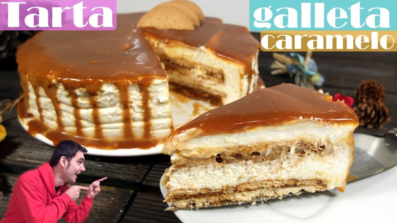 Receta de Tarta de caramelo y galletas