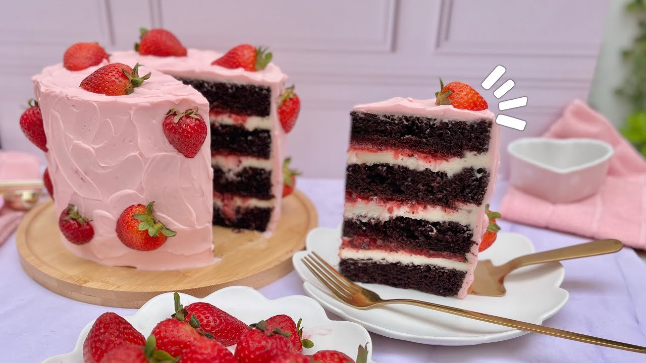 Receta de Tarta de chocolate con fresas