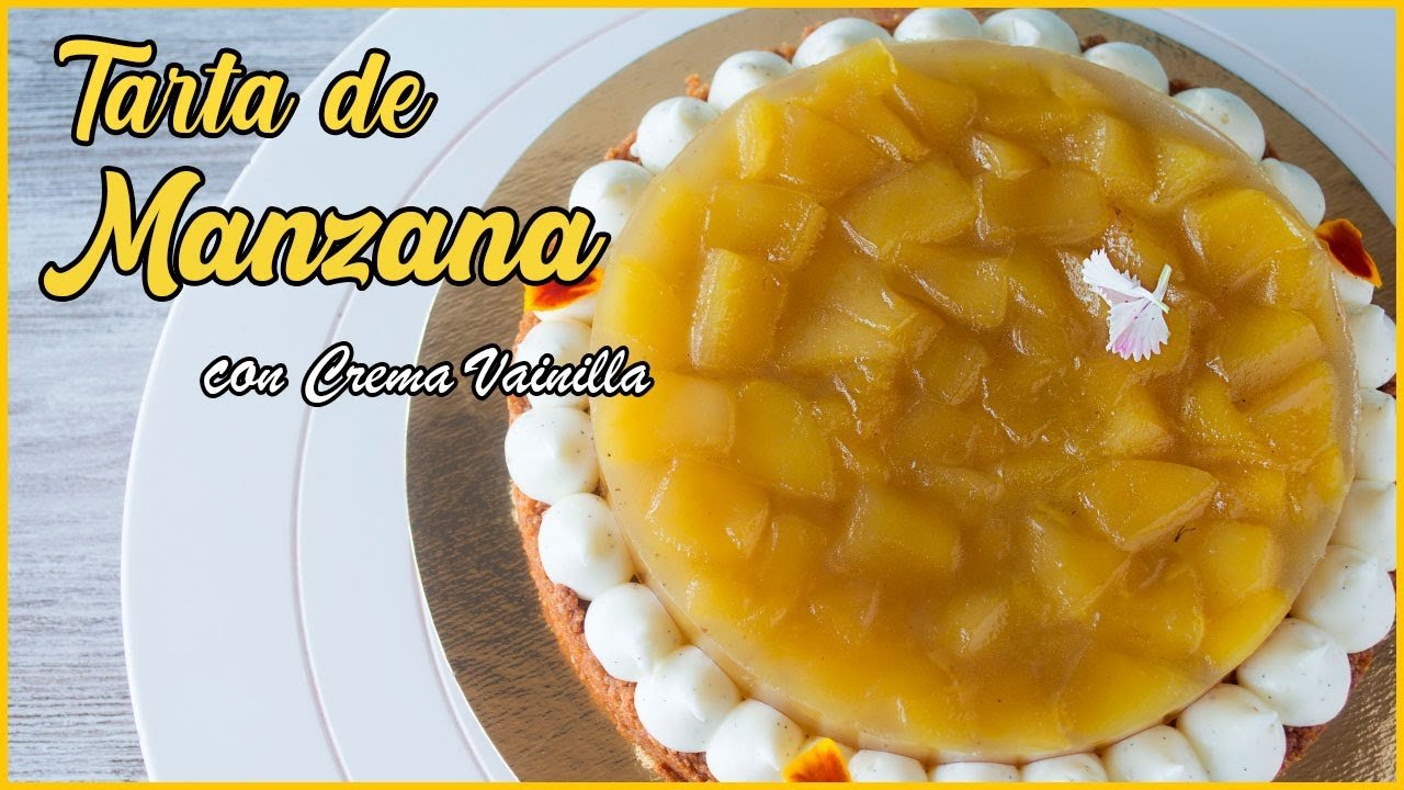 Receta de Tarta de manzana con crema de vainilla